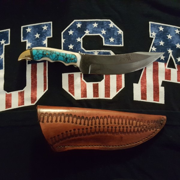 Turquoise Coral Damascus